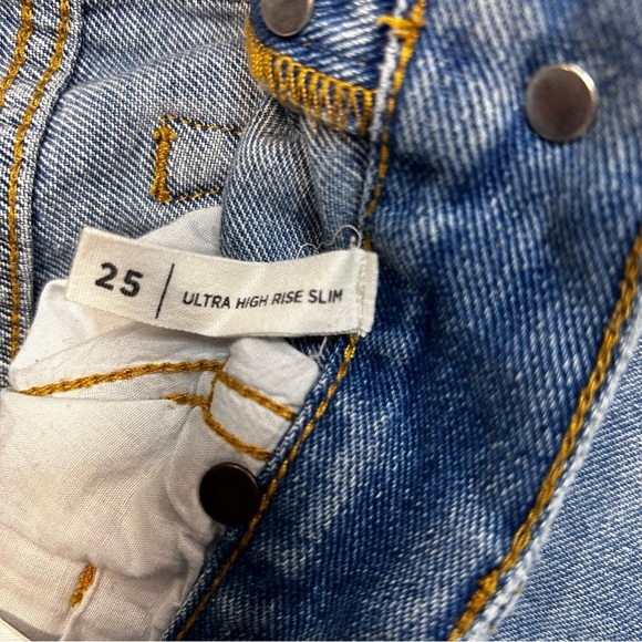 PacSun Ultra High Rise Slim Fit Patchwork Denim Jeans Size 25 90’s Y2K Boho - Picture 4 of 5